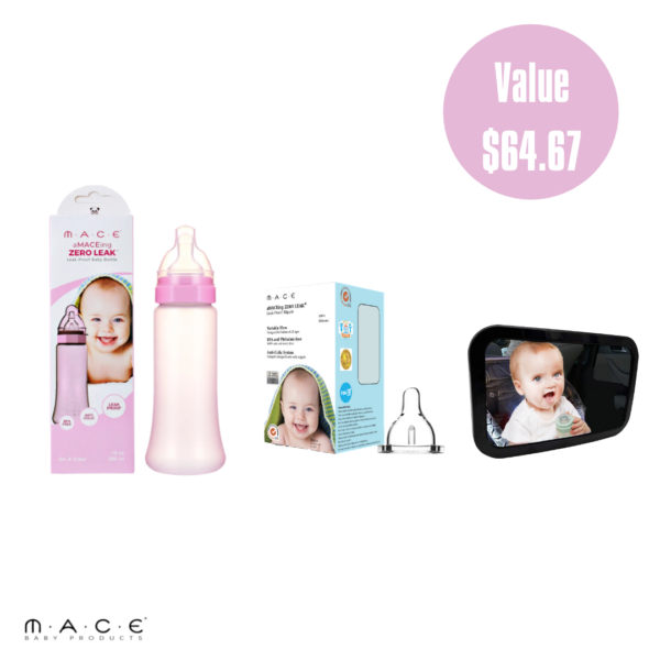 Bundle F(aMACEing Zero Leak® Baby Bottle10oz+Zero Leak® Nipple(2pack)+Backseat mirror)